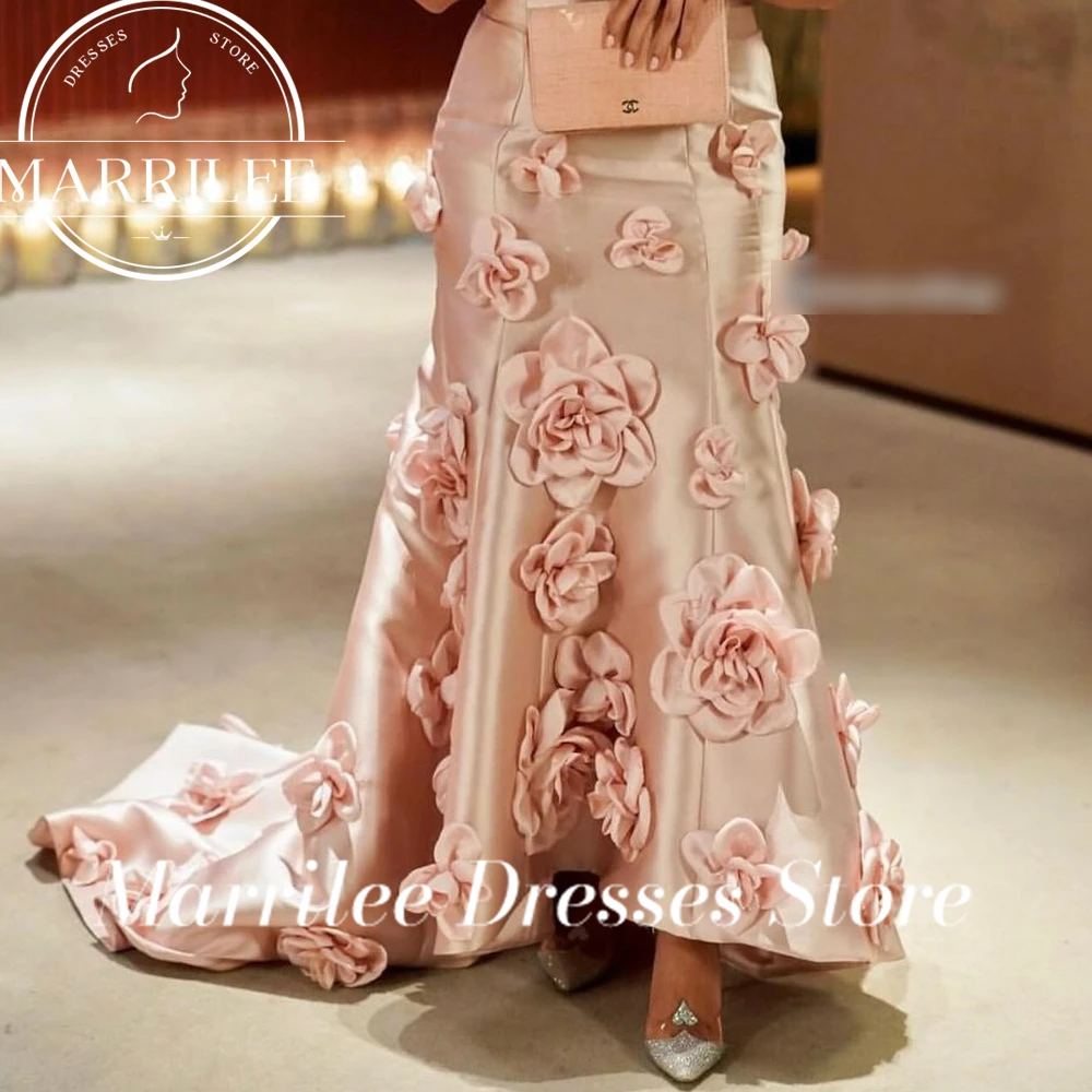 Marrilee Sweetheart Customized Ankle Length 3D Flowers Sleeveless Zipper Back Sweep TrainElegant Party Evening Dresses Woman