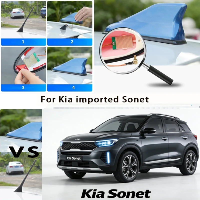 

For Kia Imported Sonet Car Roof Top Mount Shark Fin Aerial Antenna Toppers Auto Radio AM FM Antenna Signal Amplifier Aerial