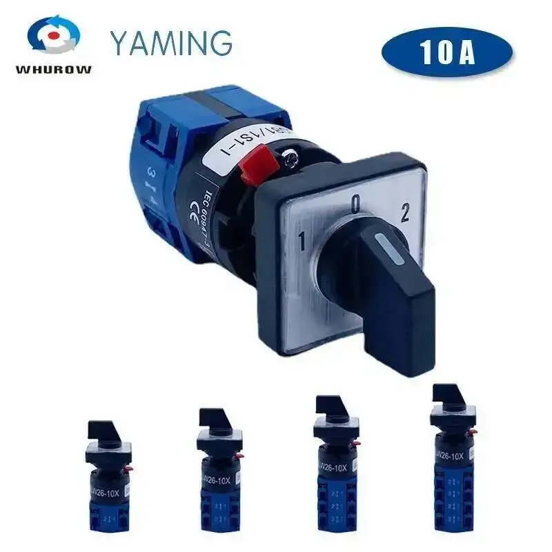 

LW26-10S 1/2/3/4 Poles Single Hole Mounting Size 16mm Rotary Cam Switch 10A Changeover Main Selector Silver Contact