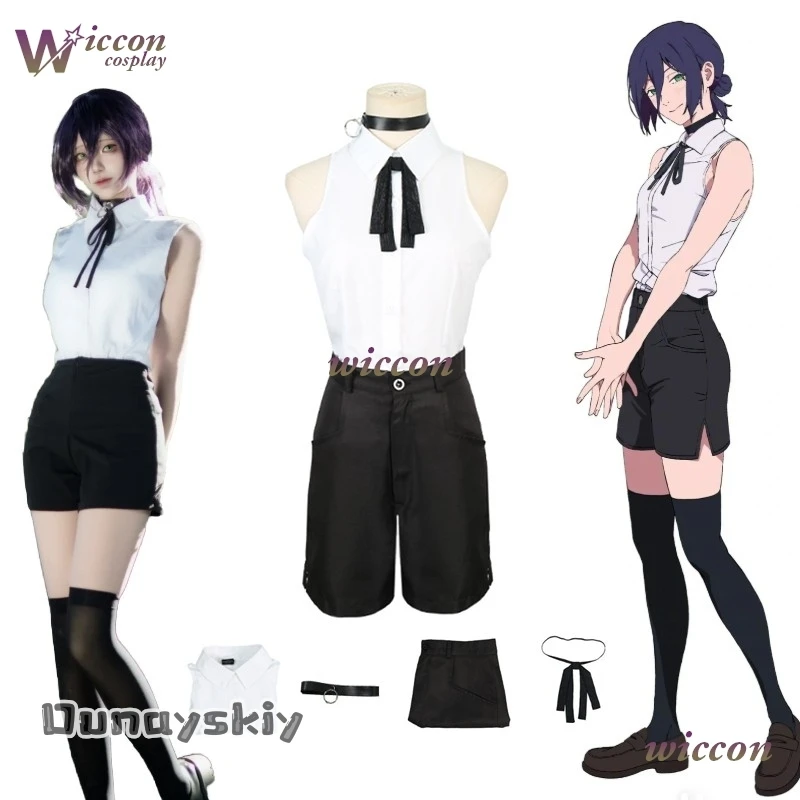 Trajes de motosierra de Anime para hombre, disfraz de Reze, peluca, traje, camisa, corbata, anillo de cuello corto, juego de rol para mujer {Anna zhang Online} ‌
