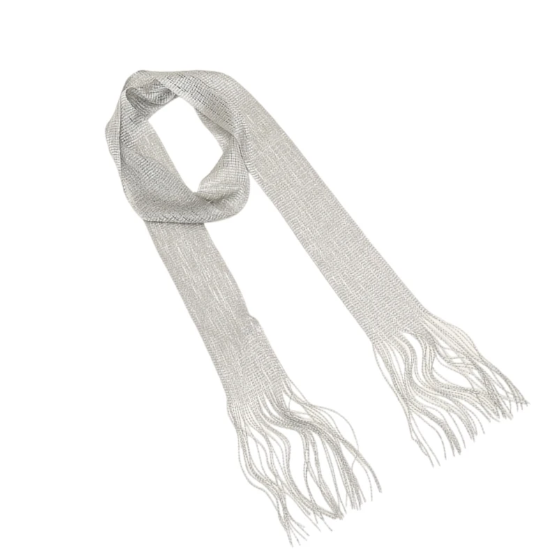 Hand Tied Hairband Fringed Neck Scarf Women Long Scarf Neckwear for Formal Event