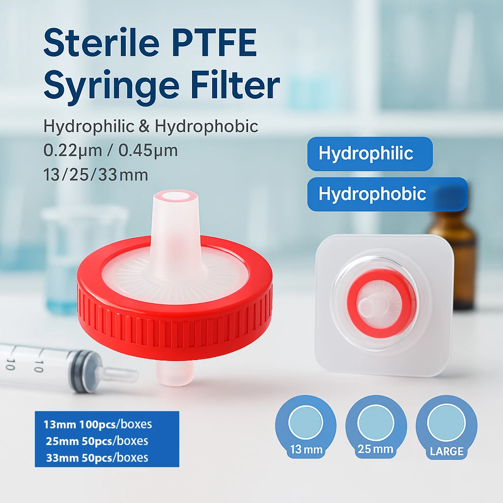 filtro-per-siringa-in-ptfe-sterile-idrofobico-idrofobico-13mm-25mm-33mm-022μm-045μm-filtrazione-da-laboratorio-monouso