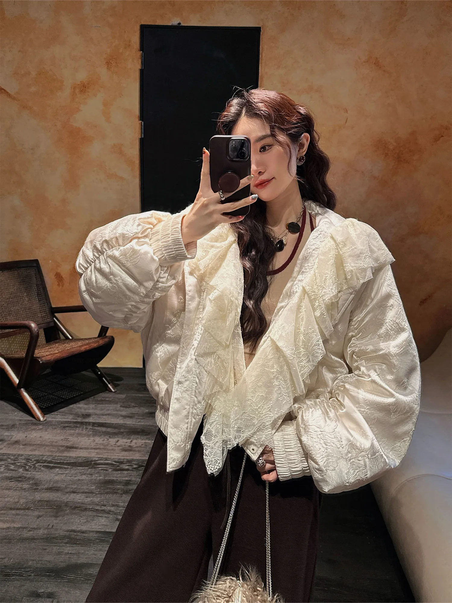 

Sanji Bla Flower ort Printed down Jaet Women's Winter Coat New Chinese Sle Commute Sle 90% White Du down Filling