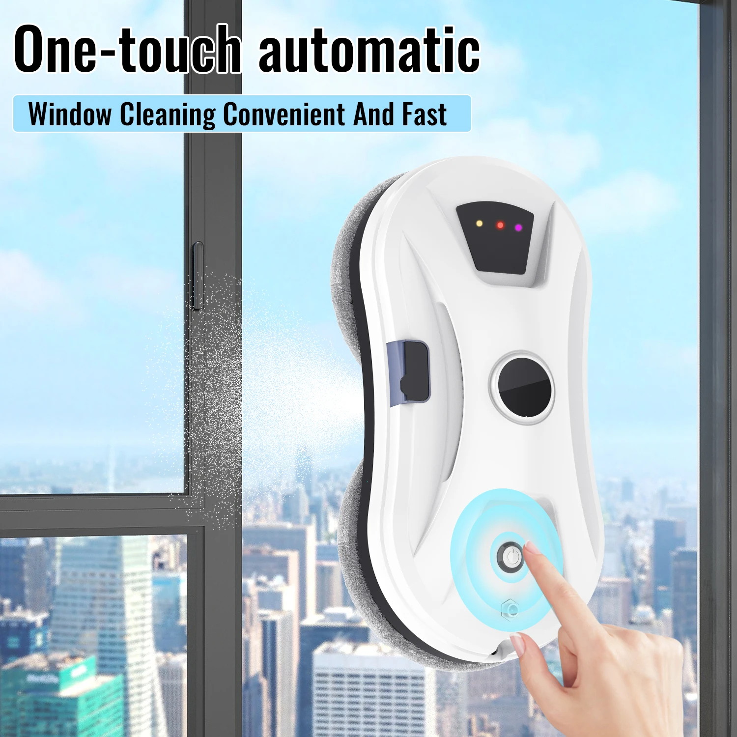 Robot de nettoyage de vitres intelligent 5600Pa avec pulvérisation automatique, anti-chute, corde de sécurité intelligente en Z et double spirale pour surfaces en verre, carrelage et bois