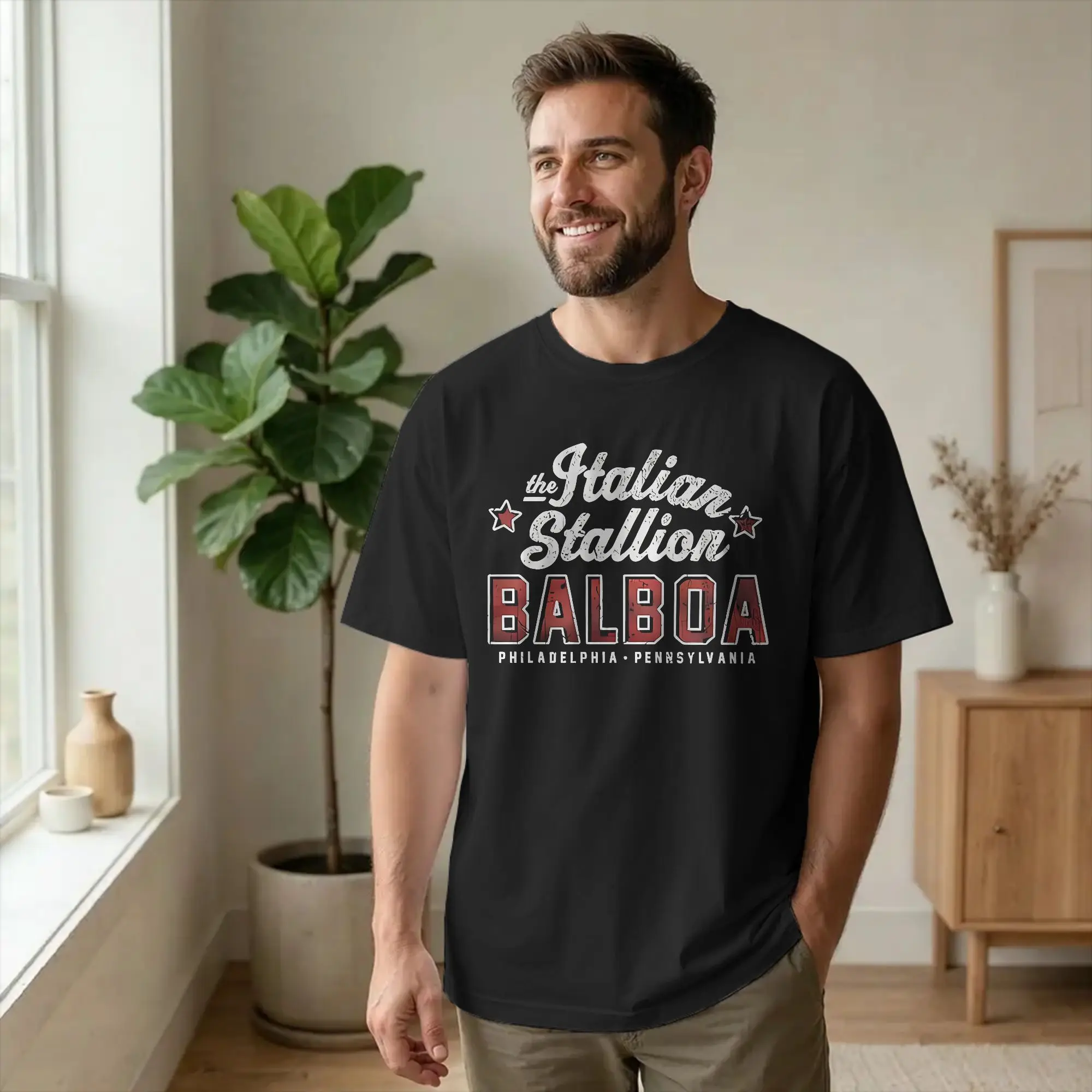 Men T-Shirts Rockys Italian Stallion Horse Casual Cotton Tees Short Sleeve Boxing Movie T Shirt Crew Neck Clothing Birthday Gift