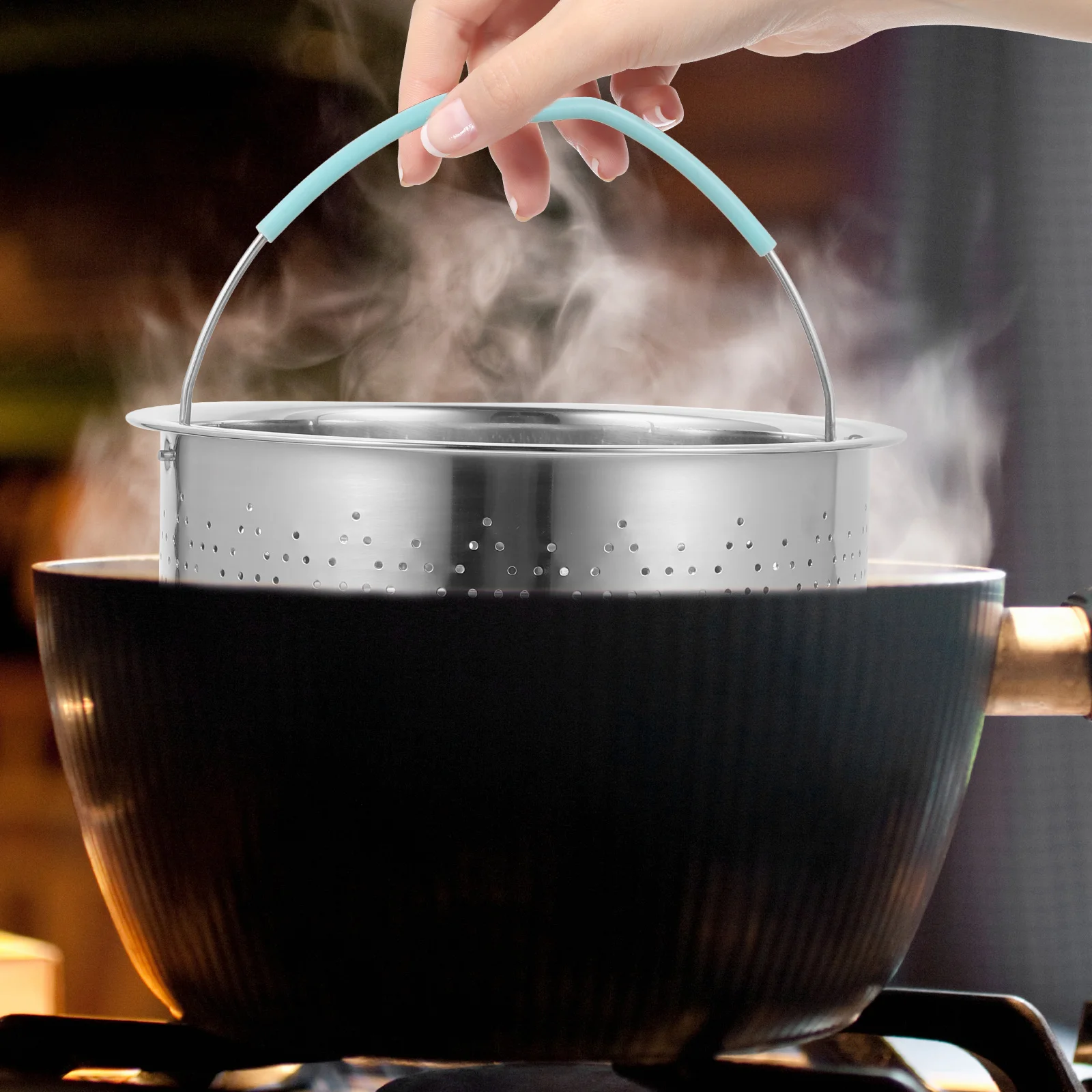 

304 Stainless Steel Steaming Basket for Pot Foldable Dumpling Steamed Buns Vegetable Steamer Mesh Heat Resistant Scald Proof