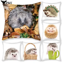 Small Animal Photo Pillow Cover Cute Hedgehog Cushion Cover Printed Throw Pillowcase for Home Sofa Decorative Pillows