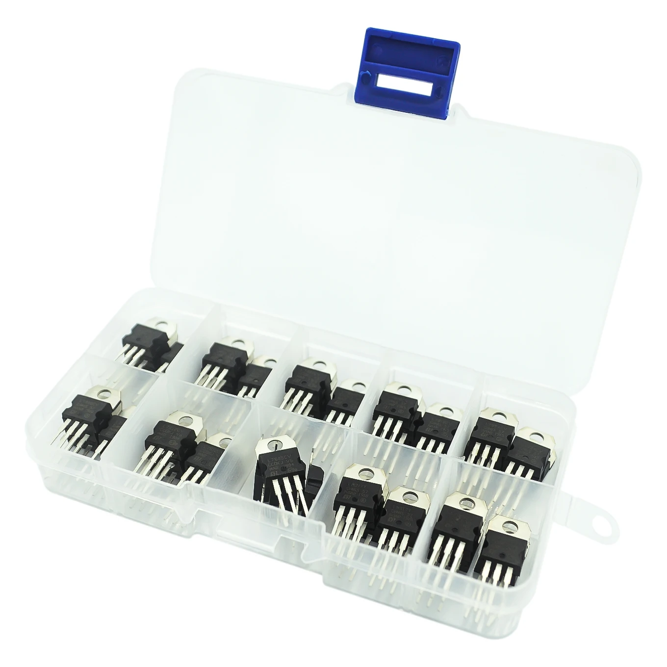 LM317T L7805 L7806 L7808 L7809 L7810 L7812 L7815 L7818 L7824 Transistor Assortment Kit 10value 50PCS, Voltage Regulator Box