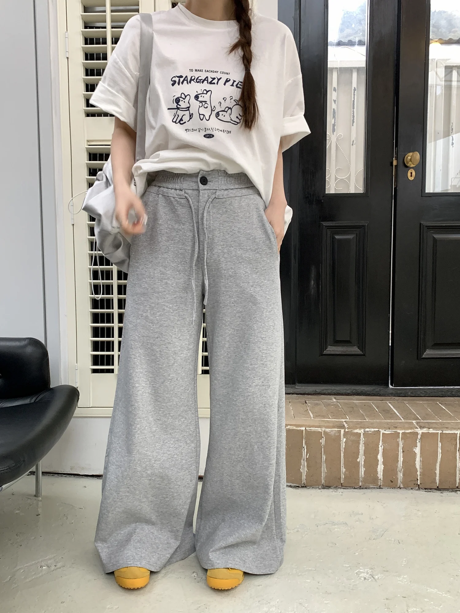 

Женские джинсы XSMM с высокой талией, прямые, свободного кроя, повседневные, с эластичным поясом на шнурке, удлиненные, весенние