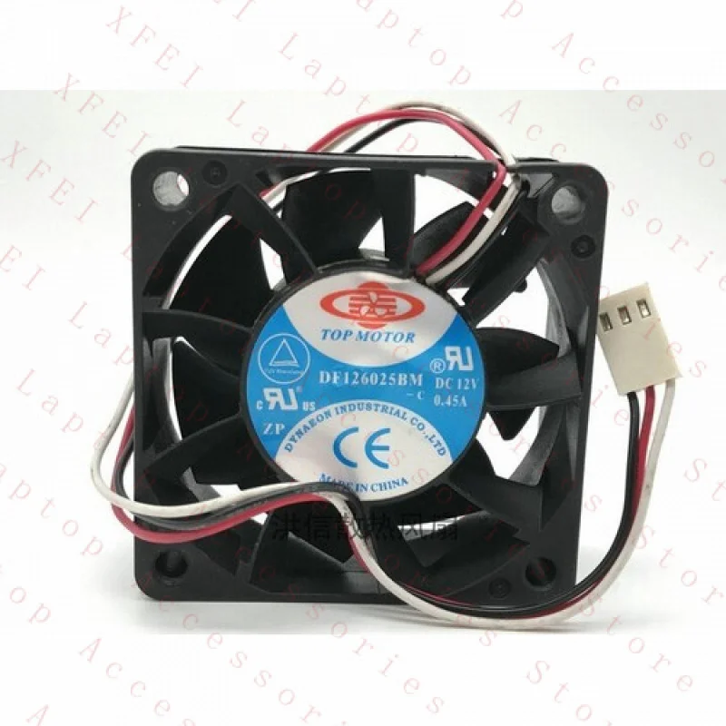 F for TOP MOTOR 6025 F126025BU DC12V 0.45A 60mm 3-wire high air volume ball fan 3pin