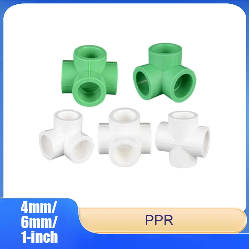 

PPR Water Pipe Four-Way Fitting Corner 3D Unequal-Face Equal-Diameter Four-Way 4mm, 6mm, 1-inch 20/25/32/40/50