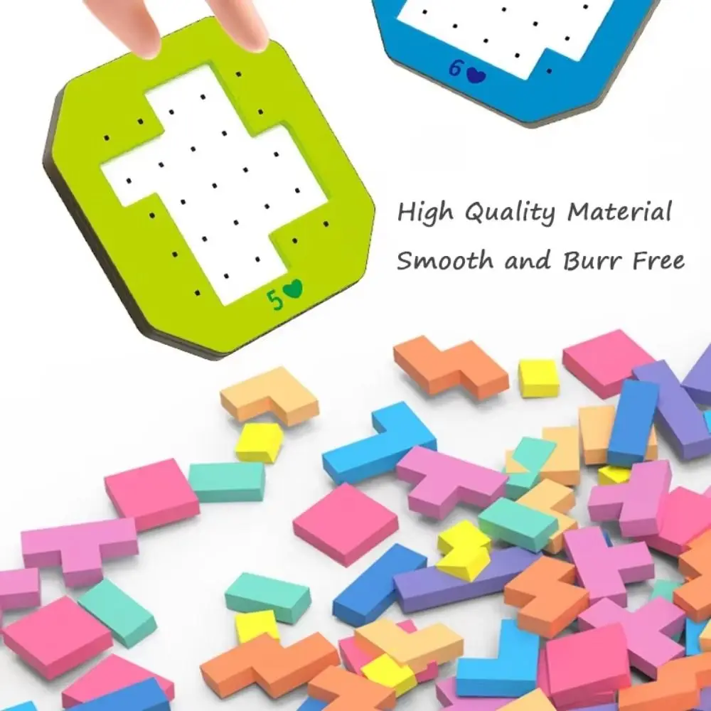 

Logical Thinking Game Kids Tangram Jigsaw Puzzle Toy Wooden Two-person Quick-fix Tangram Jigsaw Puzzle Game Geometry Colorful