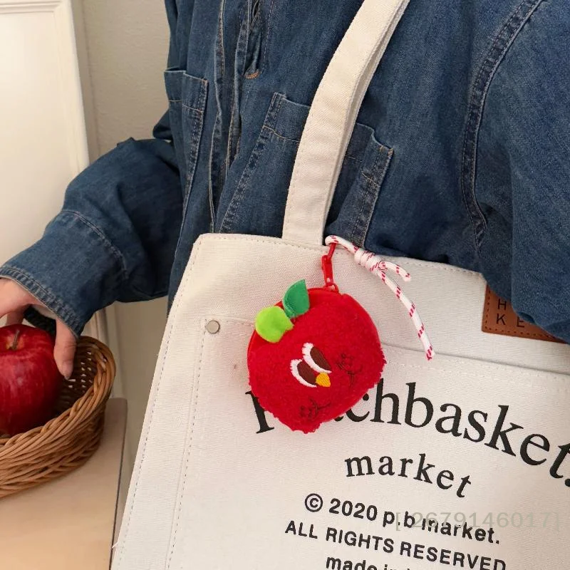 {MX} Niedlicher Cartoon-Frucht-Puppen-Schlüsselanhänger, Kawaii Plüsch-Münzbeutel in Form Roter Frucht, Kopfhörer-Tasche, Hängende Dekoration, Anhänger, Geschenk