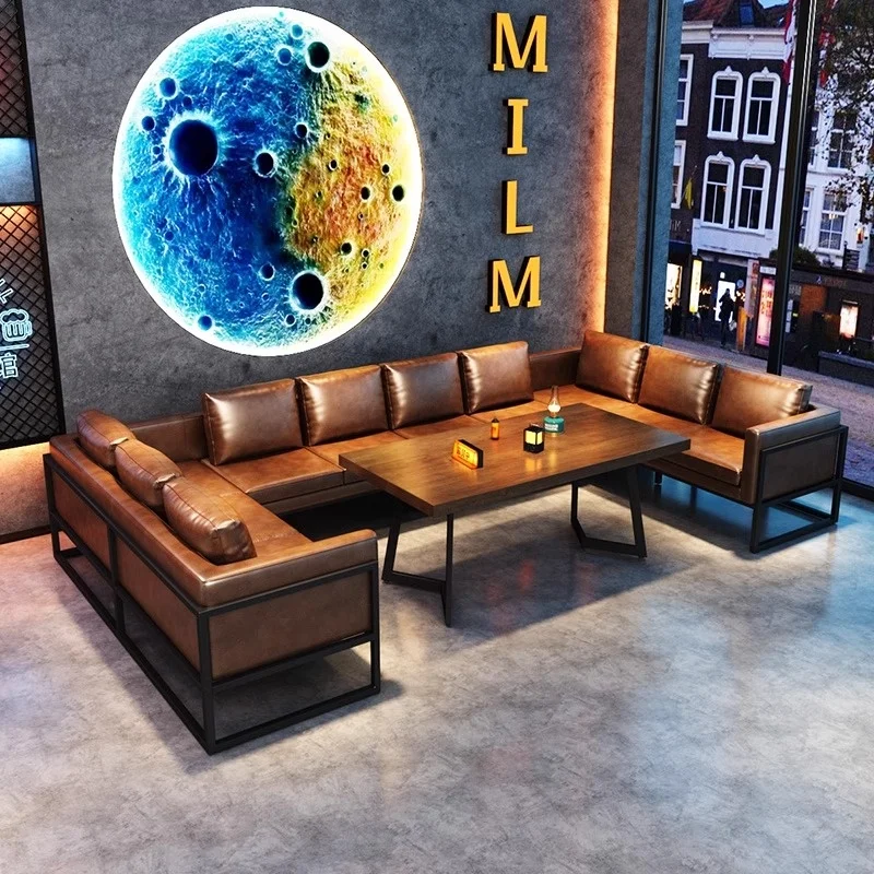*Industrial Style Clear Bar Booth Sofa for Wine Cafe BBQ Western Restaurant Dining Made of Wood