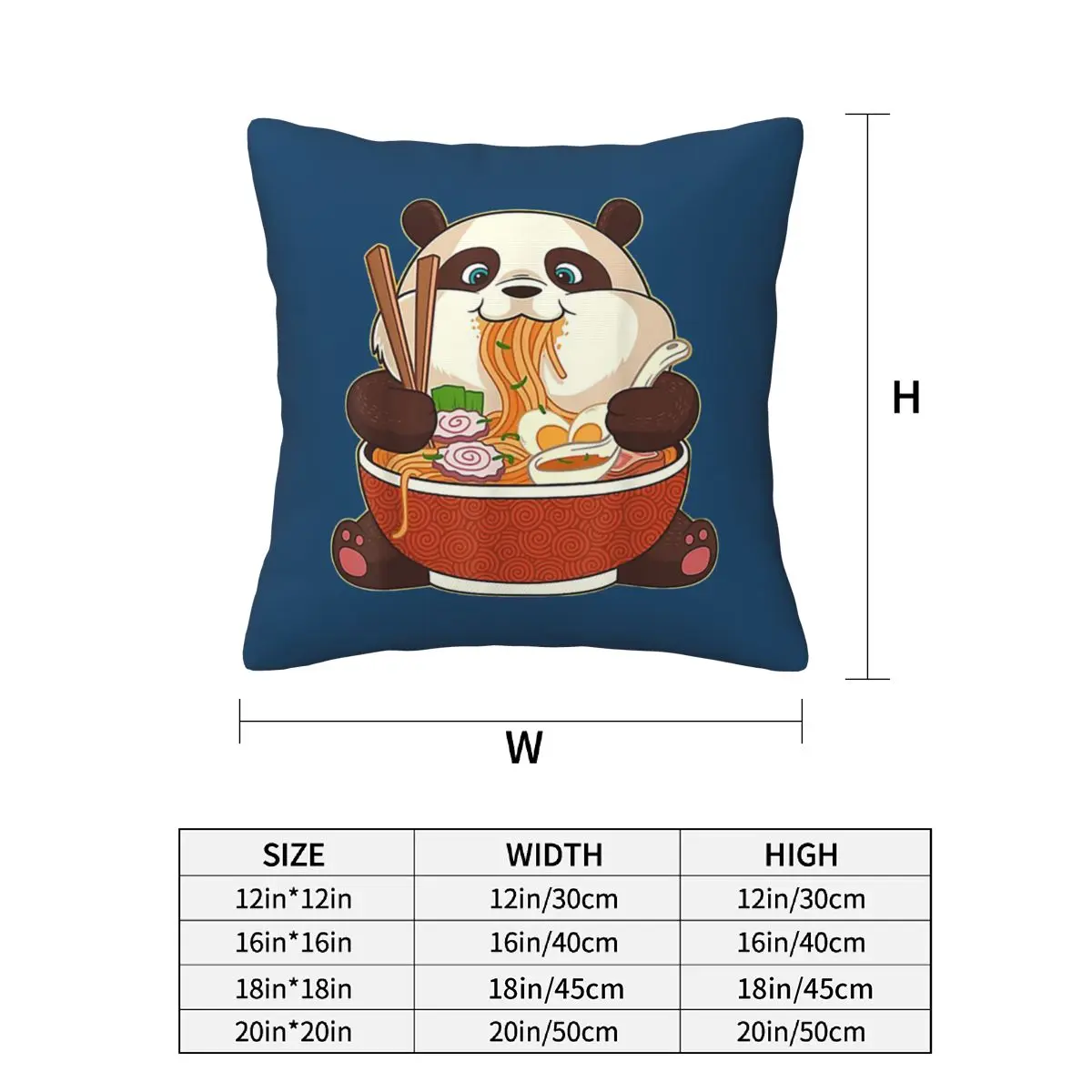 Kawaii Cute Anime Panda Otaku Japanese Ramen Noodles Gift 2 pcs Square Pillowcase Pillow Cover Comfort Throw Pillow for Home Car