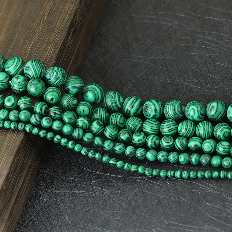 4/6/8/10/12 مللي متر الصف أ الملكيت فضفاض الخرز لصنع المجوهرات الأخضر السلس سوار ذاتي الصنع قلادة القرط مطرز حقيبة بالجملة