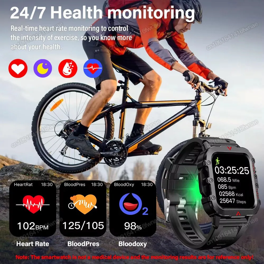 2025 جديد في الهواء الطلق العسكرية Smartwatch GPS الرجال مصباح يدوي مقاوم للماء الرياضة في الهواء الطلق المقتفي HD بلوتوث دعوة ساعة ذكية رجل إمرأة