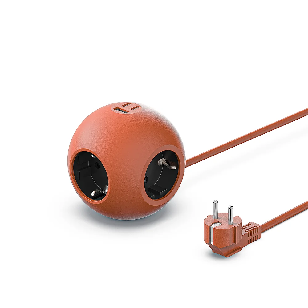 PD25W Spherical Power Strip with 3 AC Sockets 2 USB C Ports 1 USB Port Multi-Hole Socket Suitable for Bedroom Office 1.4M cord