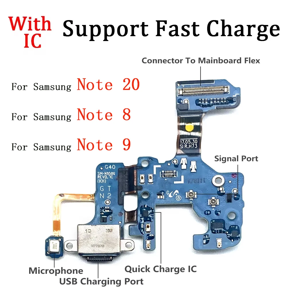 

For Samsung Note 20 Ultra Note 8 9 10 Lite Dock USB Charger Fast Charging Port Connector Board Flex Cable With Microphone