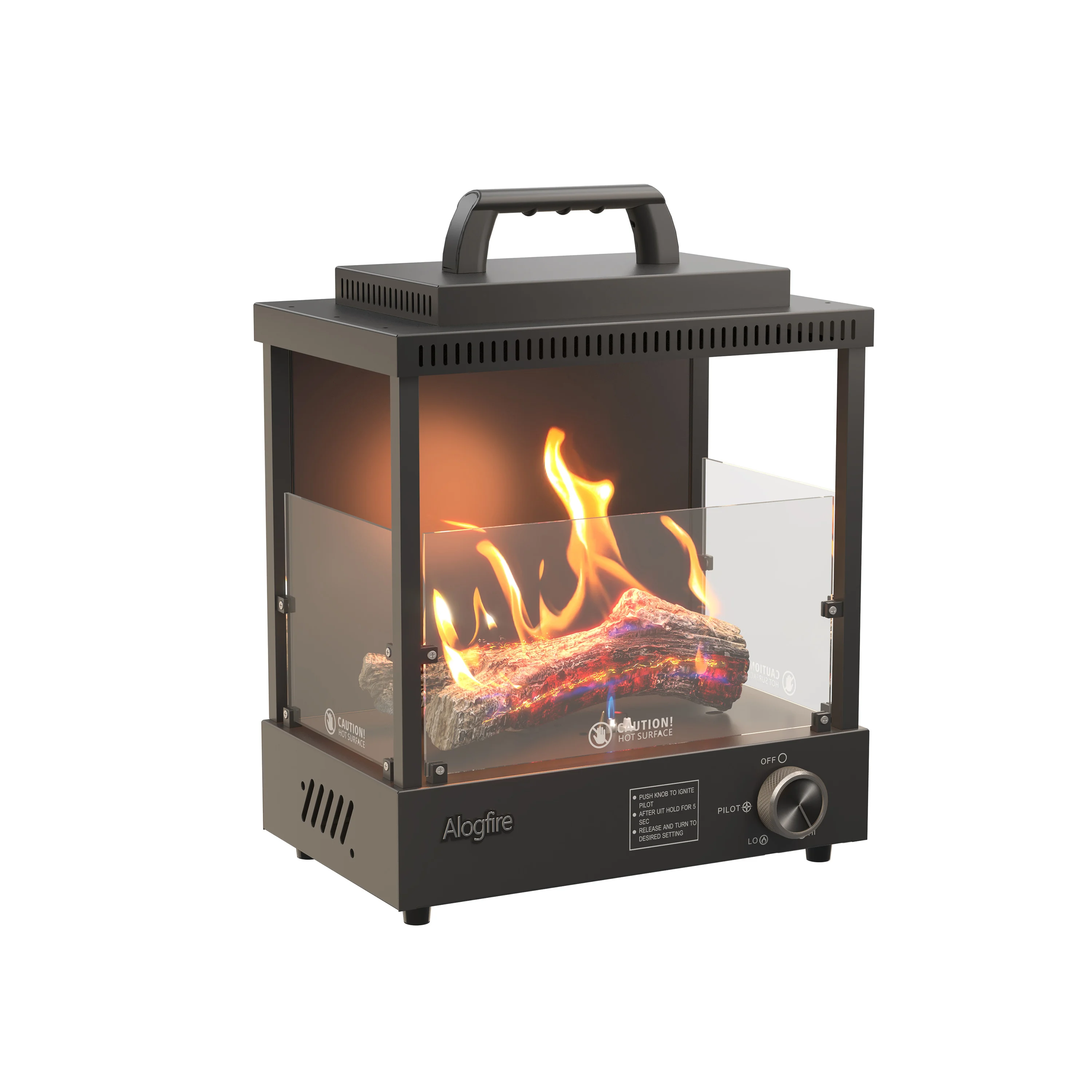 Alogfire Real Flame Outdoor Portable Fire Pit/ Propane Patio Gas Heater/ Tabletop Camping Fireplace/Smokeless and Safe/8200 BTU