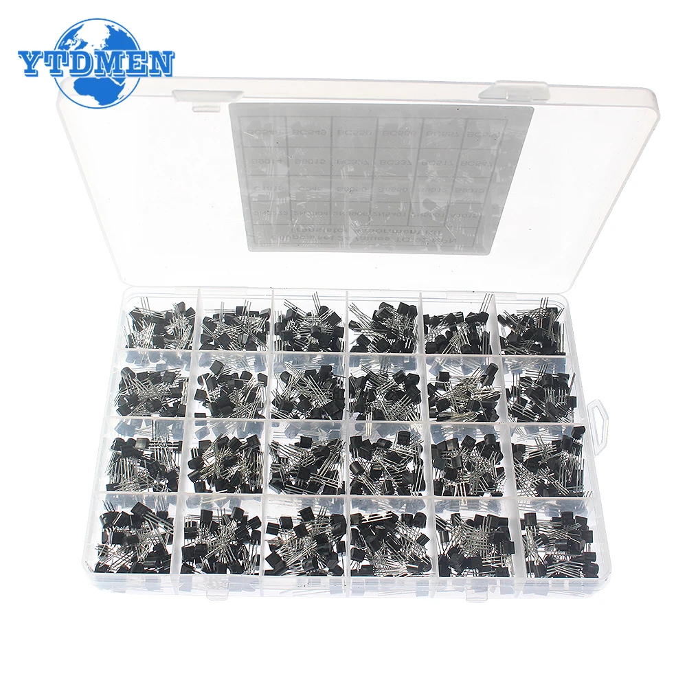 200/480/840pcs TO-92 Transistor Kit Assortment Box BC547 BC327 BC337 2N2222 3906 C945 PNP/NPN Transistors Set Electronics Kit