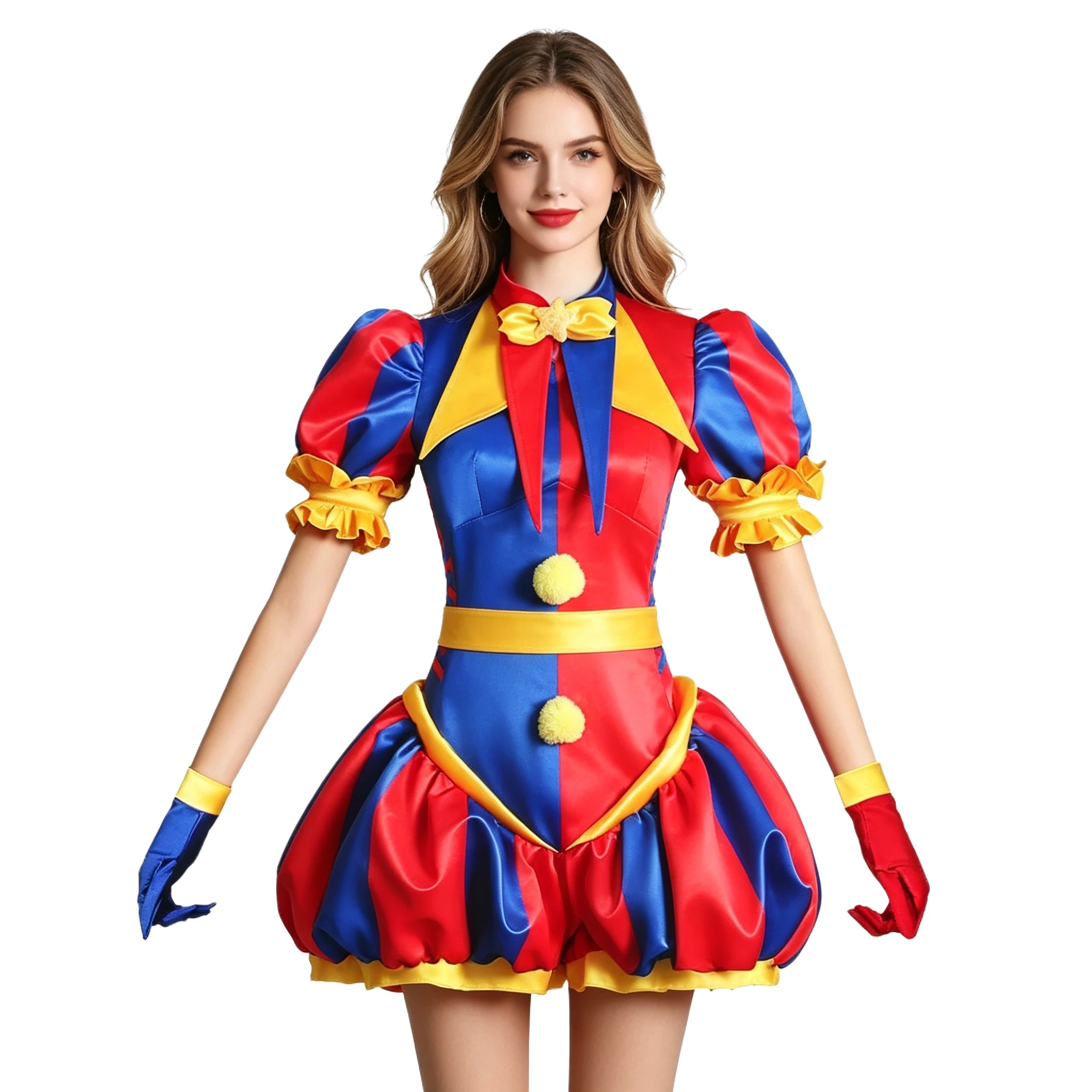 

Clowns Pomni Cosplay Anime TV The Amazing Digital Circus Role-Playing Jumpsuit Hat Socks Gloves Halloween Costumes for Women Set