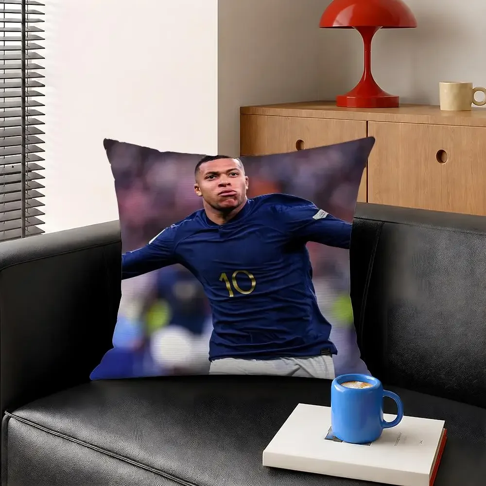 Celebrity Kylian Mbappe Football Star Cushion Cover Decorative Pillowcase Soft Short Plush Cozy Durable Sofa Home Decor Items