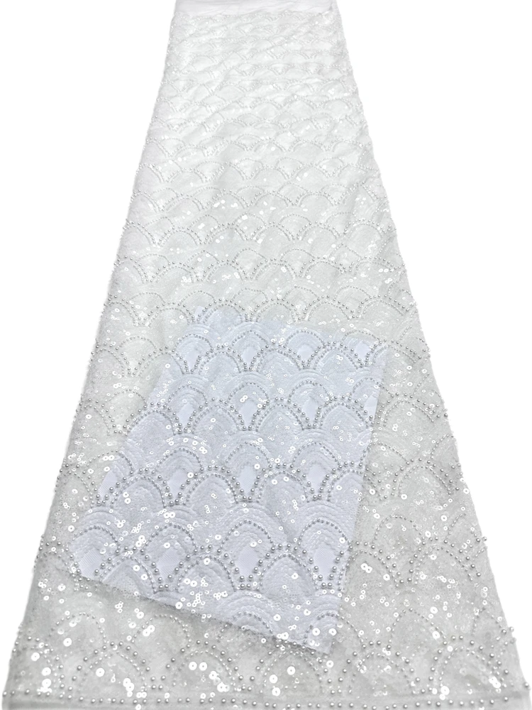 

Африканское кружевное полотно 2026: Нигерийская свадебная ткань с пайетками и вышивкой во французском стиле для пошива платьев SHIT2-1402