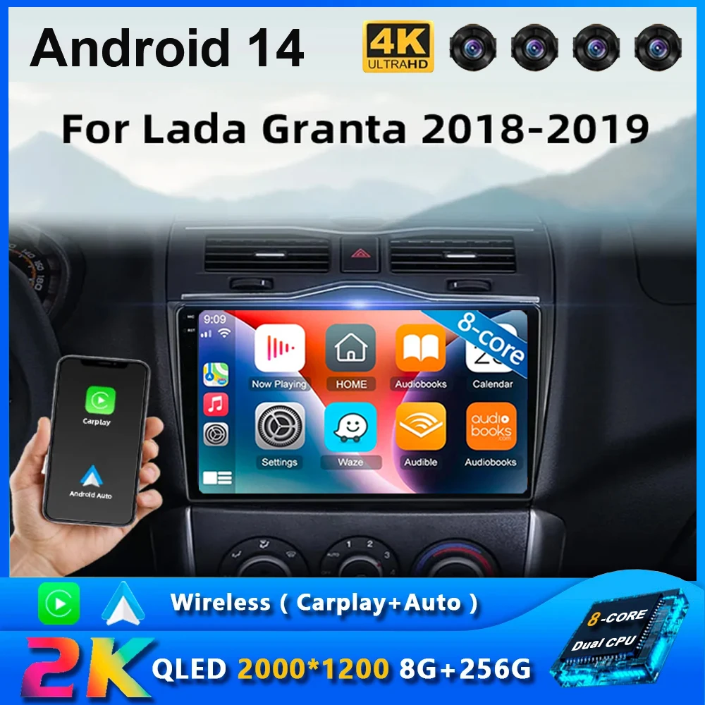 

Wireless CarPlay Android 14 Auto Radio for LADA Granta 2018-2019 Car Multimedia Player GPS 2 din autoradio