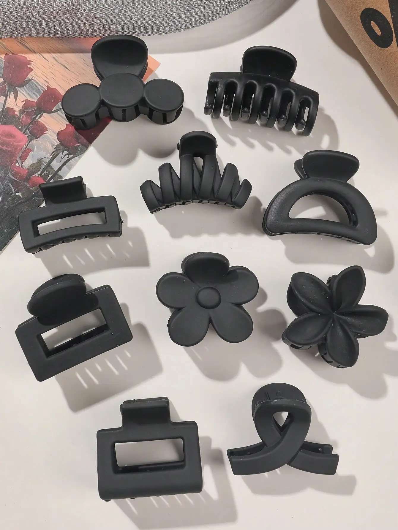 10 Stück mehrfarbige kleine Haarklammern, niedliche Blumen, rutschfeste Kieferklammern, 5 Stile, Bananenklammern, Haarschmuck für Frauen und Mädchen – Detail 26