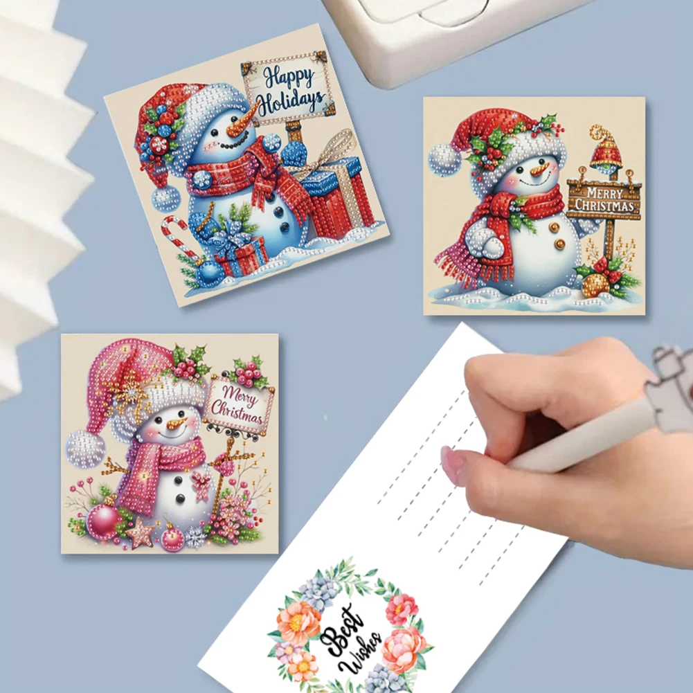 

Набор из 10 открыток с алмазной вышивкой «Счастливого Рождества» в виде снеговика, ручной работы, для праздничных мероприятий и подарков