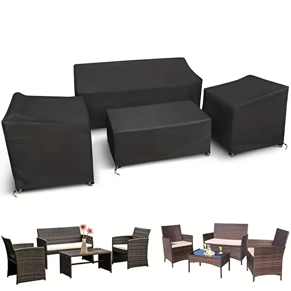 

4pcs/Set Patio Furniture Covers, Heavy Duty Waterproof Outdoor Furniture Covers, Rattan Outdoor Furniture Windproof