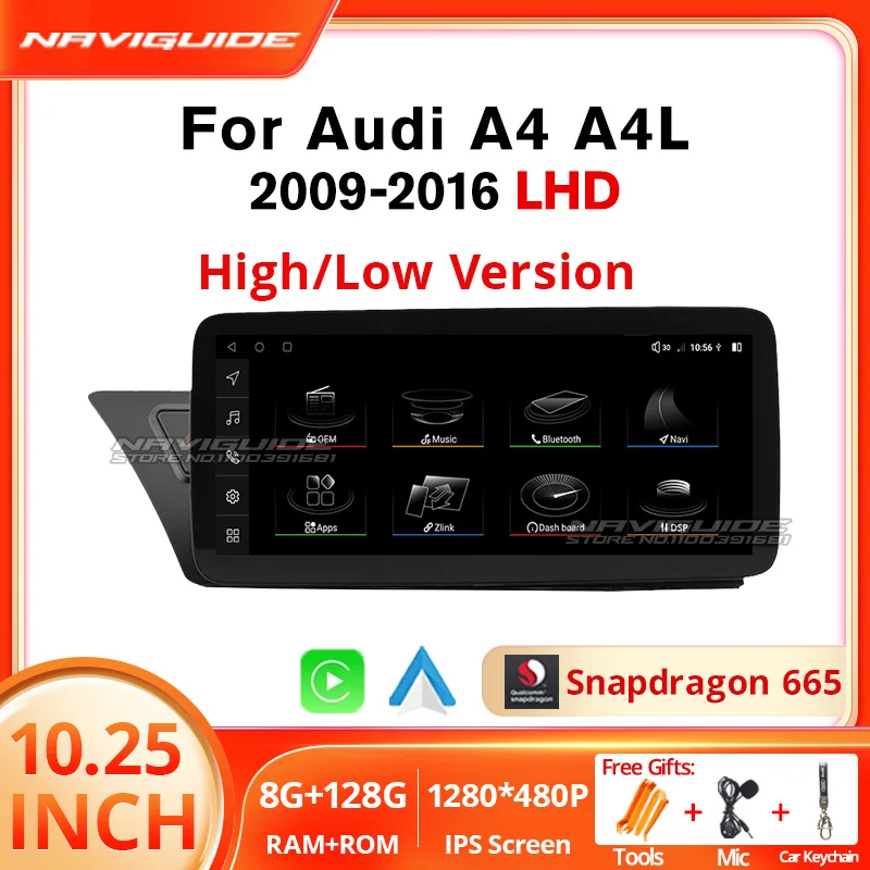 

NAVIGUIDE 10.25'' Android 12 Car Radio For Audi A4 A4L A5 2009-2017 Multimedia GPS Navigation Player Carplay Screen 4G WIFI BT