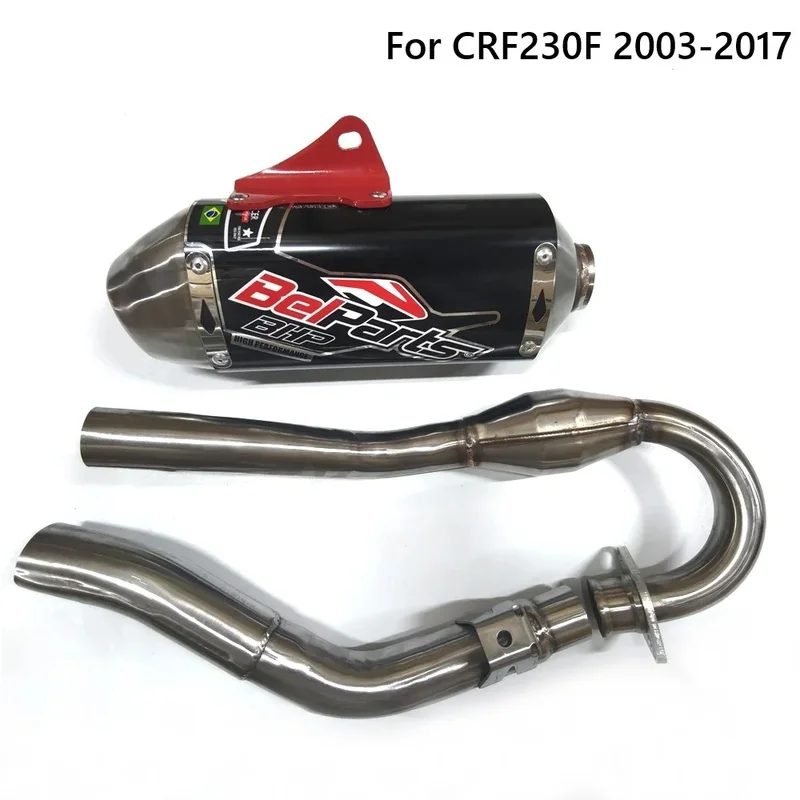 Motorcycle Full Exhaust System, Middle & Rear Exhaust Muffler Pipe Accessories For HONDA CRF230F 2003 2004 2005 2006 2007‑2017