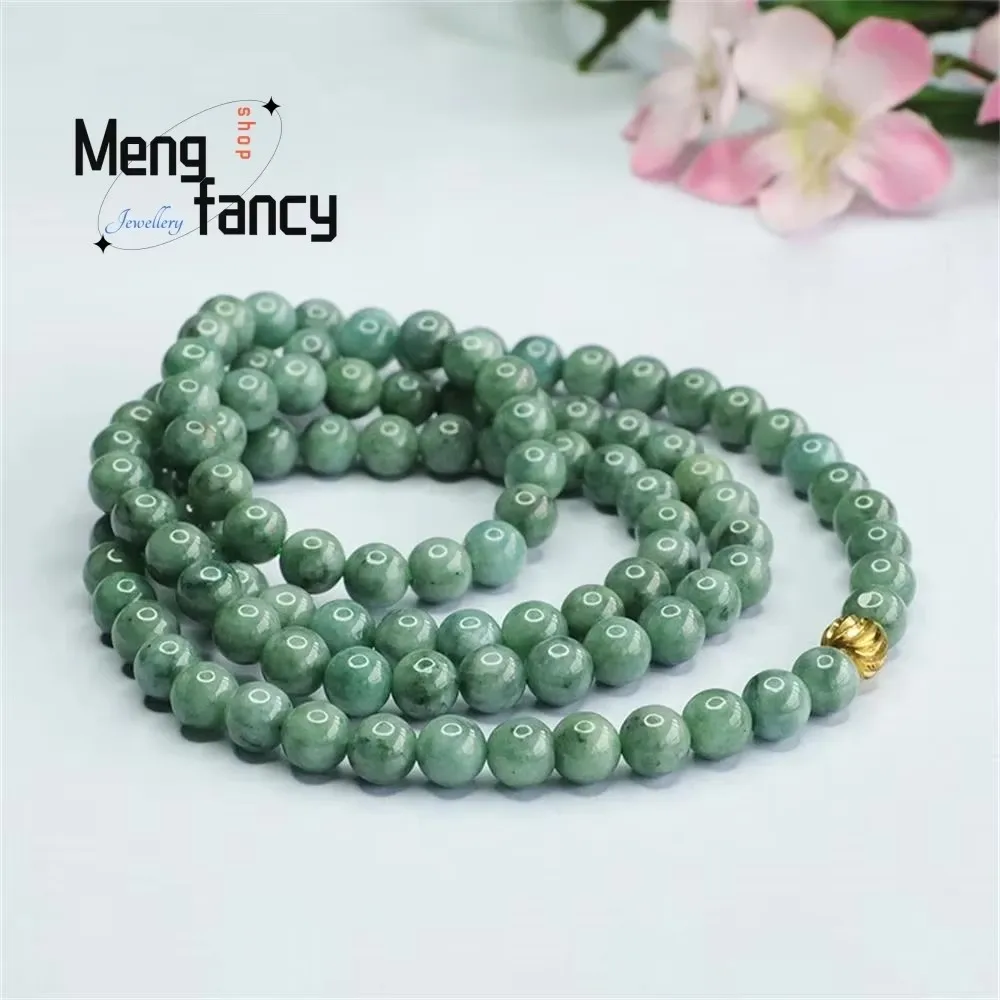 

Натуральный жадеит, изысканное элегантное простое высококачественное ожерелье, полностью зеленые круглые бусины, цепочка для свитера, роскошное модное ювелирное изделие