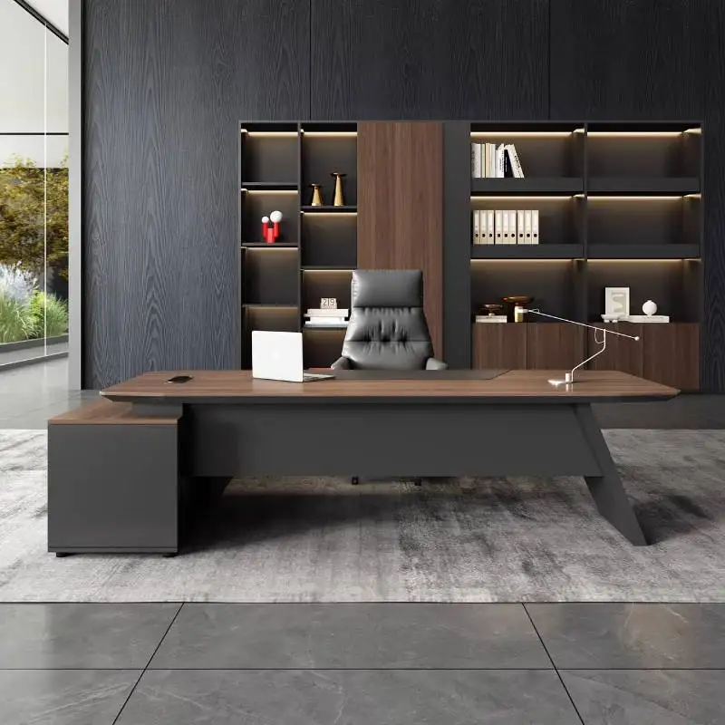 Wooden Brown Office Desks Storage Simple Strong Luxury Cheap Office Desks Modern Corner Large Escrivaninha Work Station Table
