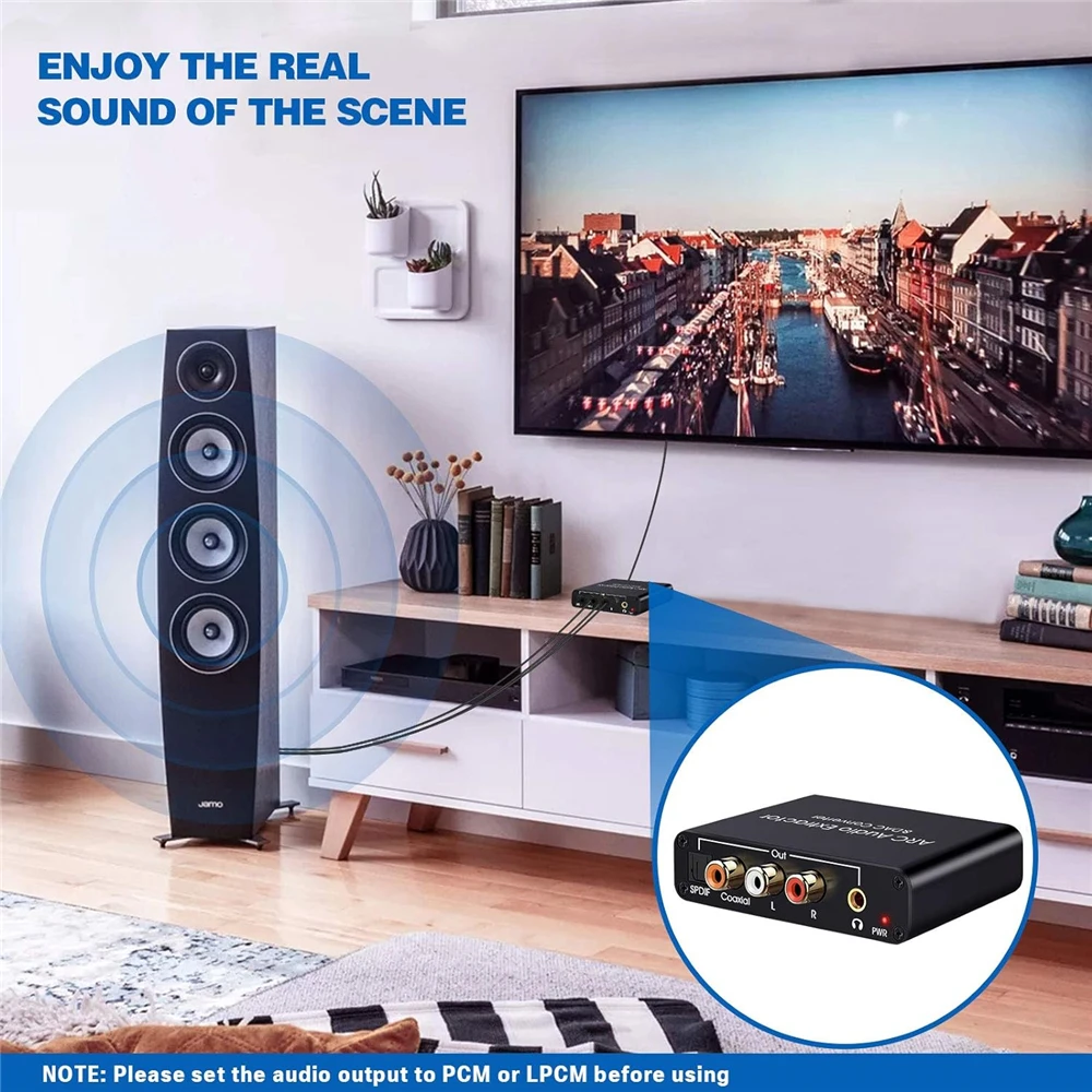 192KHz HDMI ARC Audio Extractor HDMI ARC zu koaxialen optischen Toslink Digital SPDIF Switch 3,5mm AUX Analog Audio Return Channel – Detail 19