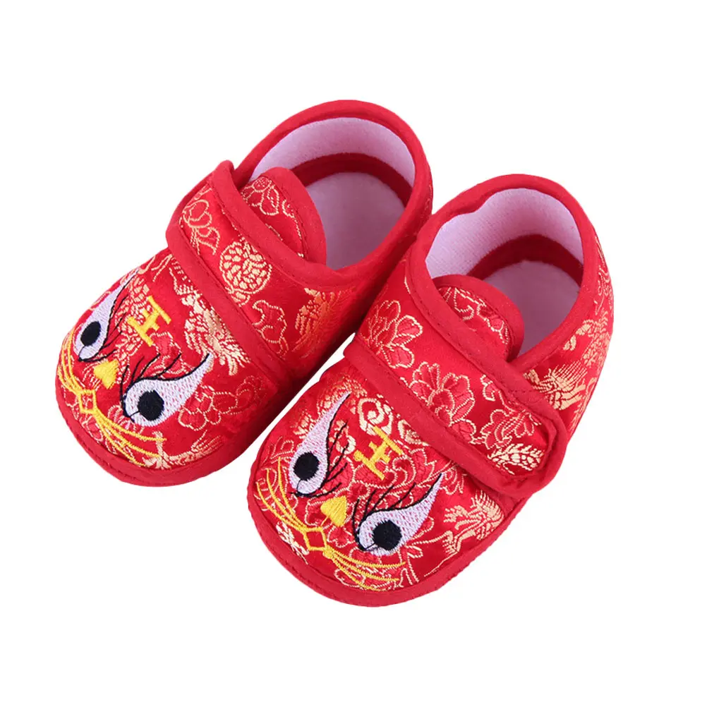 Practical Stylish Newborn Cozy Warm Infant Sole Cloth Cartoon Embroidered Baby Shoes Soft Bottom Non Slip Tiger Head 0 12 Months