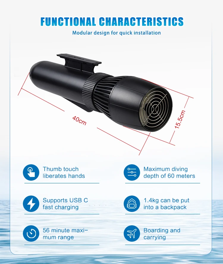 다이빙 바다 스쿠터 700W 다이빙 스쿠터 수중 프로펠러 스쿠터 수중 다이빙용 착용 가능