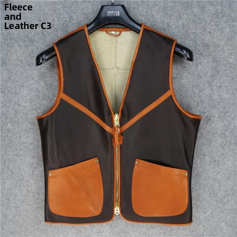 

C3 Sle Ultra Thin Ultra Light Warm Men's Leather eepskin Vest Faion Slim Fit Casual ort Coat for Young Urban Men