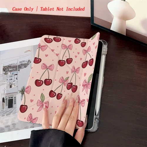 Imagen 2 del producto Funda para iPad con diseños de cereza roja vibrantes y pliegue en Y, elegante y bonita, para Apple iPad de 10,2 pulgadas, Air 4 Pro 11 Mini 5, funda duradera
