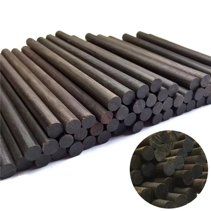 قضيب مستدير من الخشب الأسود مصنوع يدويًا من الخشب عالي الكثافة قضيب مستدير منحوت من الخشب الأسود