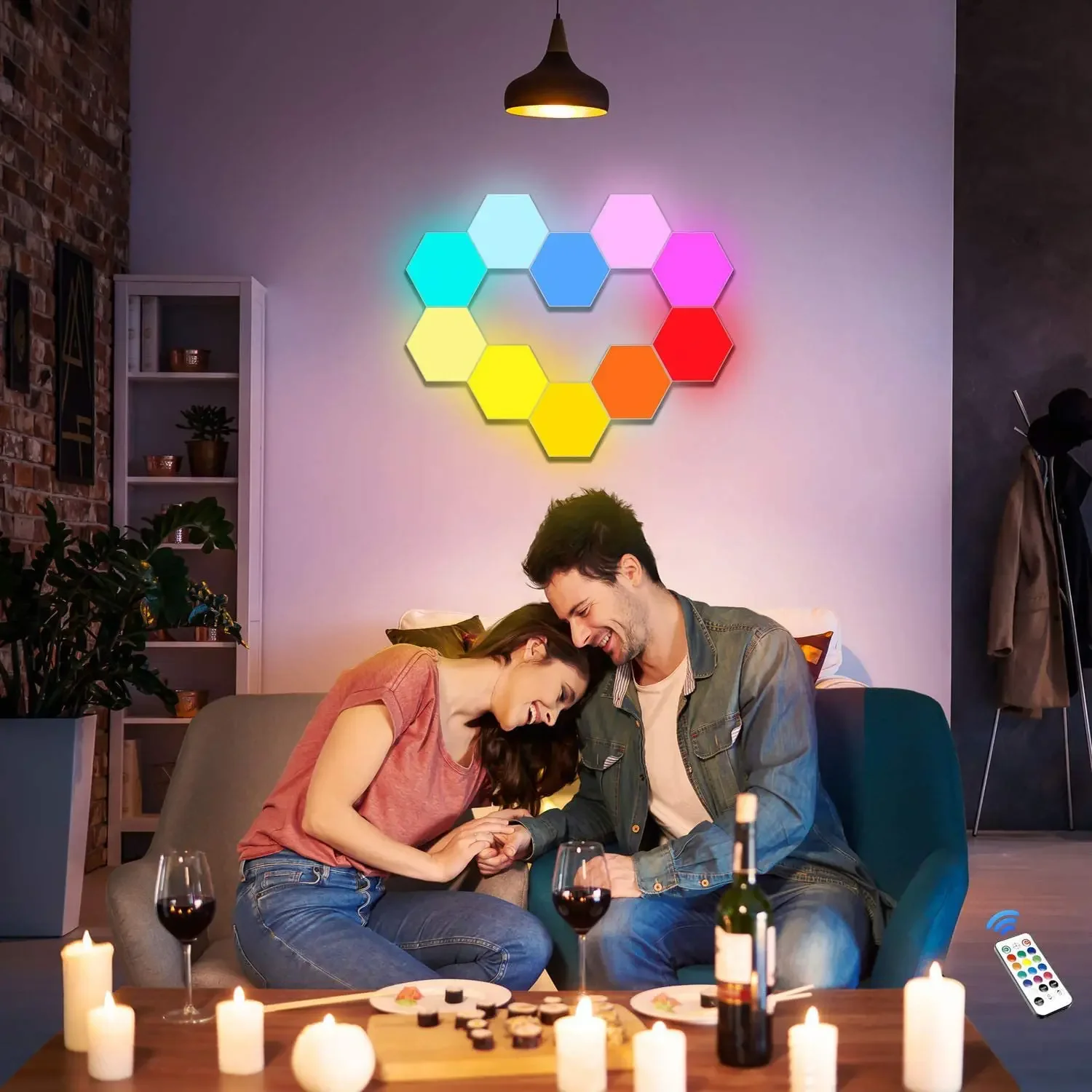 E-sports Ambient Light Hexagonal Honeycomb Sound Control LED Modules Intelligent APP Control Bedroom Night Light 2025 New