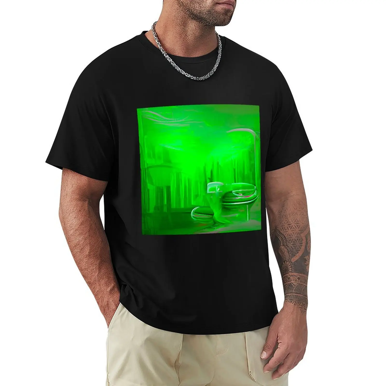 Emerald Elegance: Intricate Green Pattern Design T-Shirt t shirts for man cotton T-Shirt