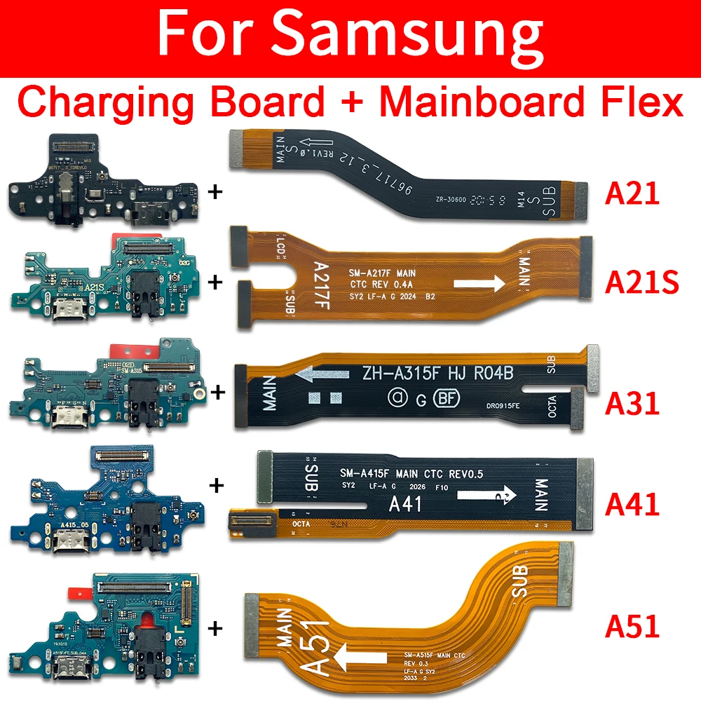 10 Pcs Main Board Motherboard LCD Display Connector For Samsung A21 A21S A31 A41 A51 A70 A71 USB Charging Board Port Flex Cable