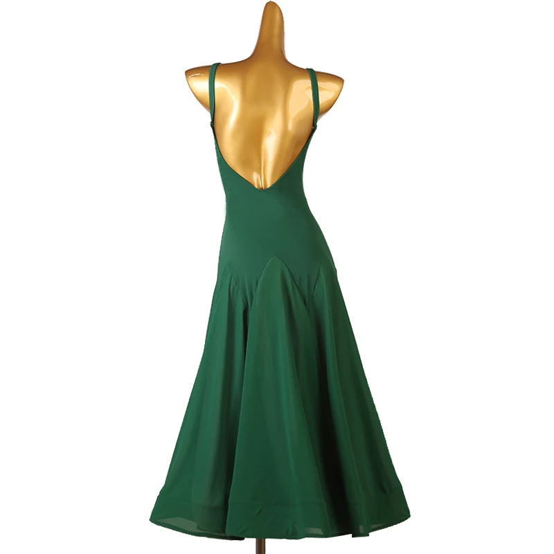 Black Sexy Ballroom Dance Dress National Standard V-neck Women Performance Modern Tango Costumes Big Swing Waltz Wear Clothes