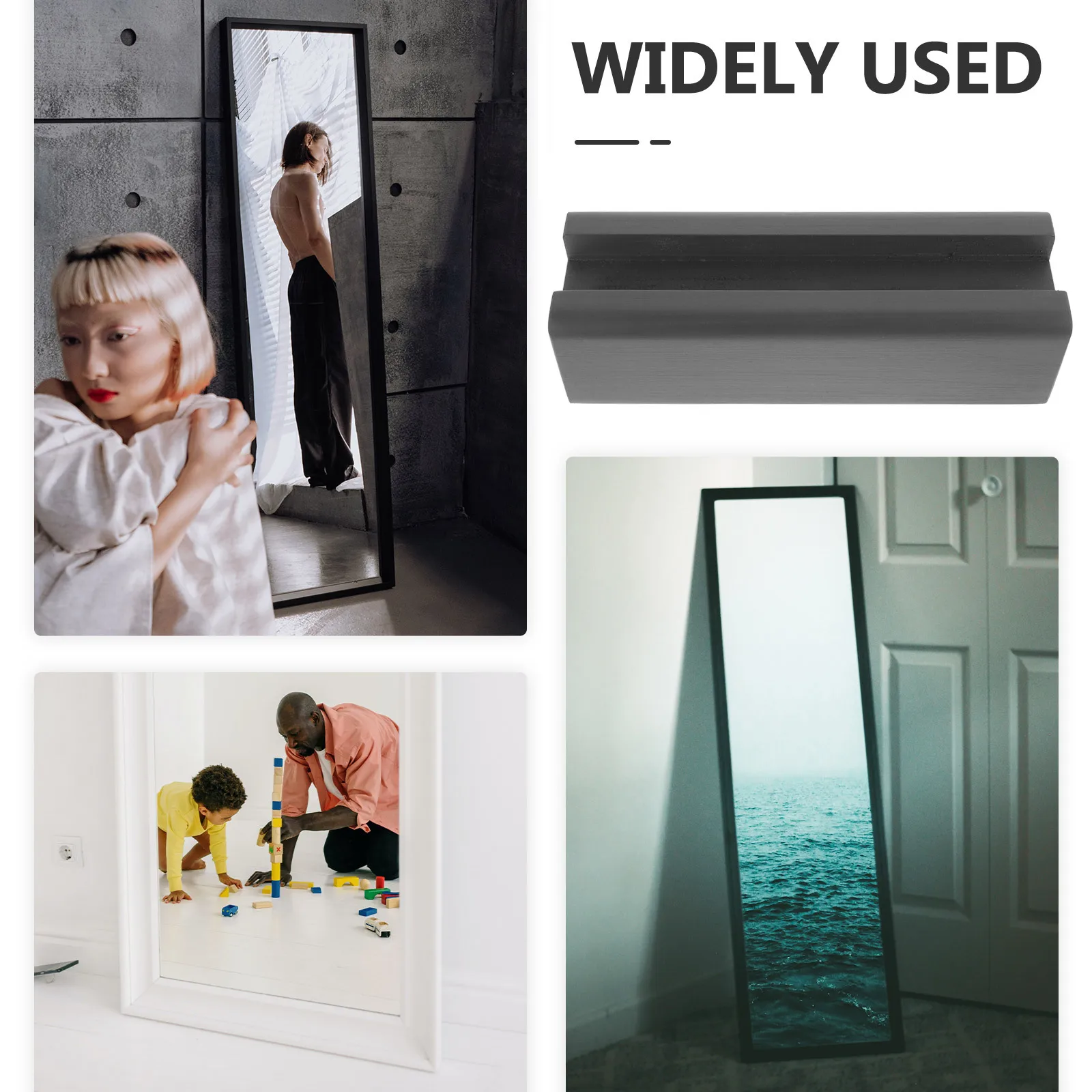 حامل مرآة أرضية خشبي غير قابل للانزلاق، سهل التركيب، أداء ممتاز لحامل مرآة المرايا بطول كامل