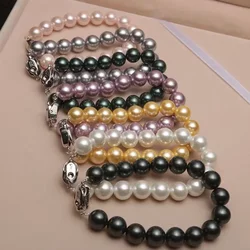 10mm Multicolor Round Natural Shell Pearl Bracelet Fashion Small High Grade Hand Decoration Women Girls Jewelry Making Design