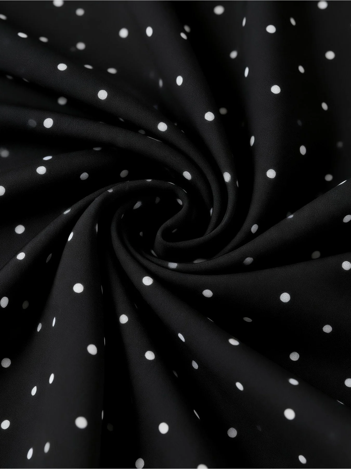 Europäisches und amerikanisches Sommer-Top mit Rundhalsausschnitt, Rüschenärmeln, schmal geschnitten, schwarzem Grund und weißen Polka Dots, kurzärmelig – Detail 6