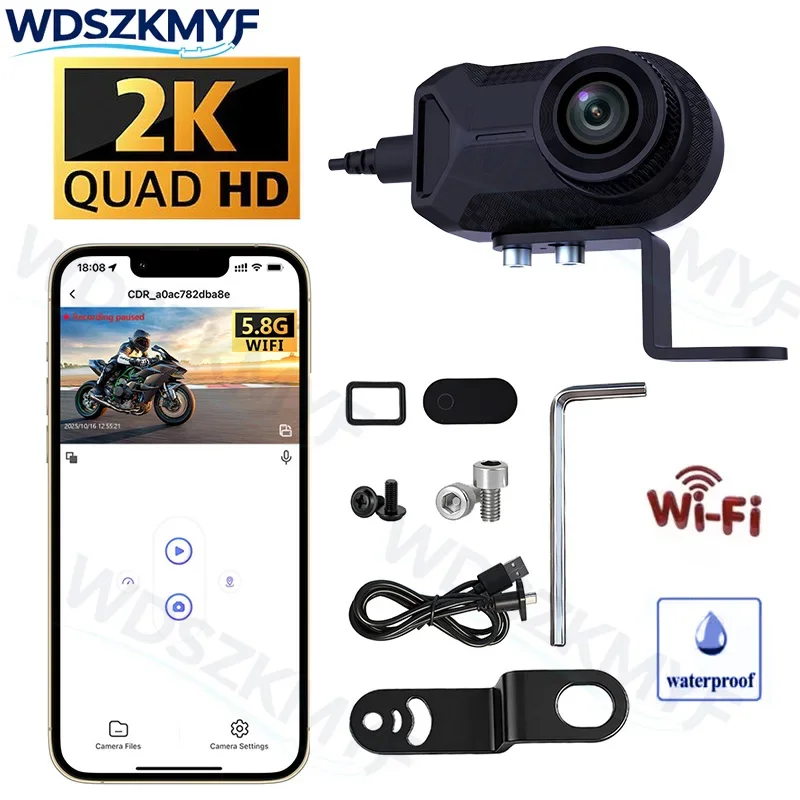 

New 2K WiFi Motorcycle DVR IP66 Waterproof MINI Camera Loop Recording Ultra Wide Angle Lens Video Recorder Outdoor Dash Camera